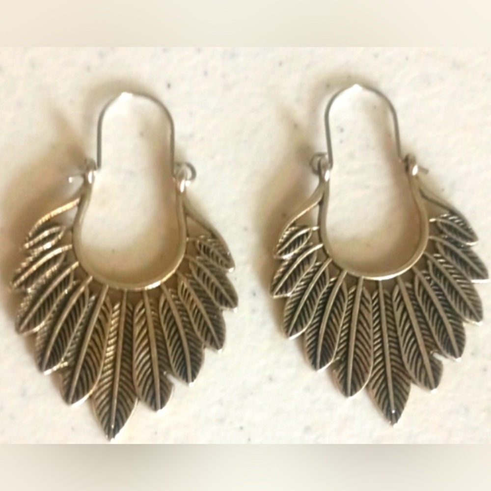 🪶🪶🪶NEW Hypoallergenic Boho Gold Bronze Retro Tribal Feather Earrings